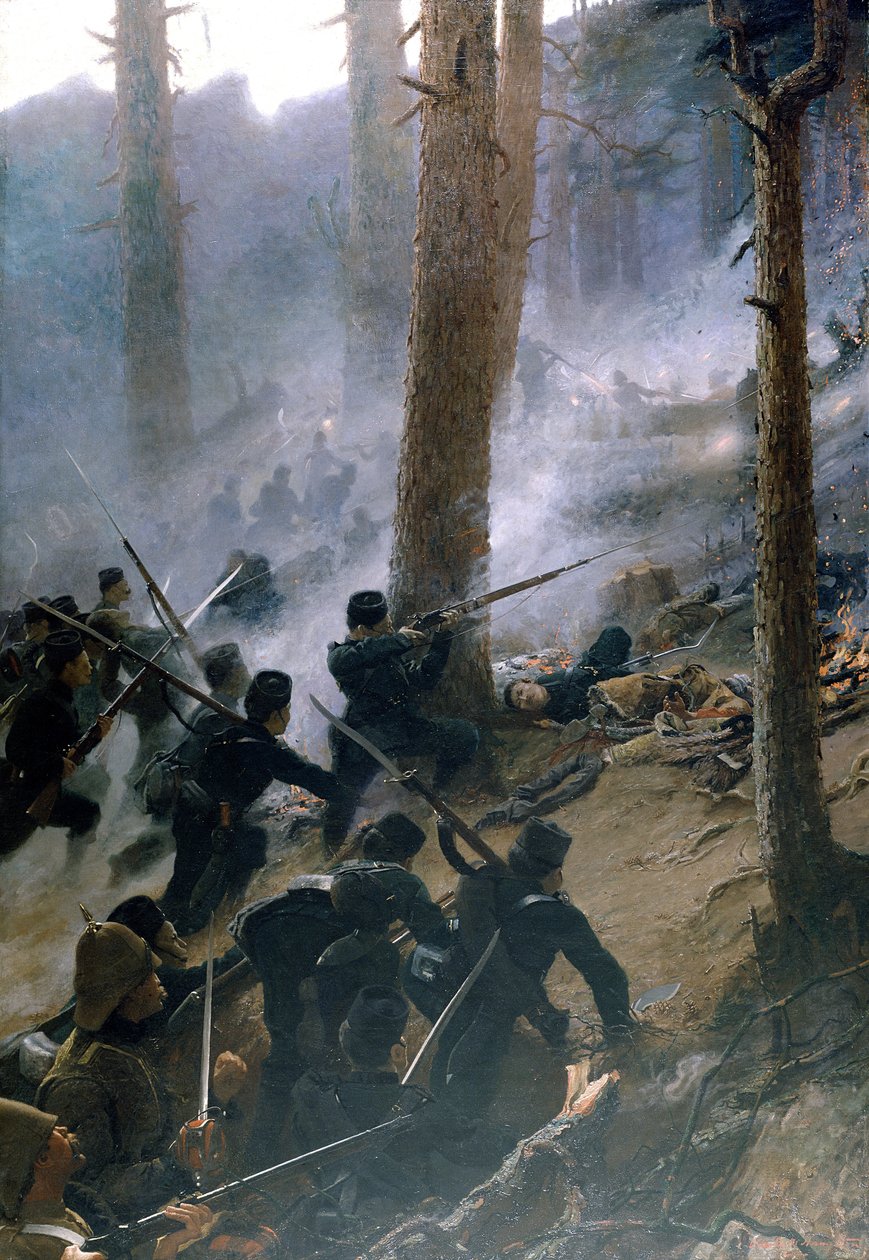 5. Gurkha -kiväärien hyökkäys Peiwar Kotaliin, Afganistan, joulukuu 1878, noin 1890 tekijältä Vereker Monteith Hamilton