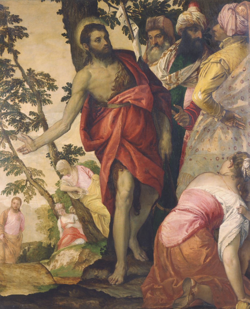 Pyhä Johannes Kastaja saarnaa tekijältä Paolo Veronese
