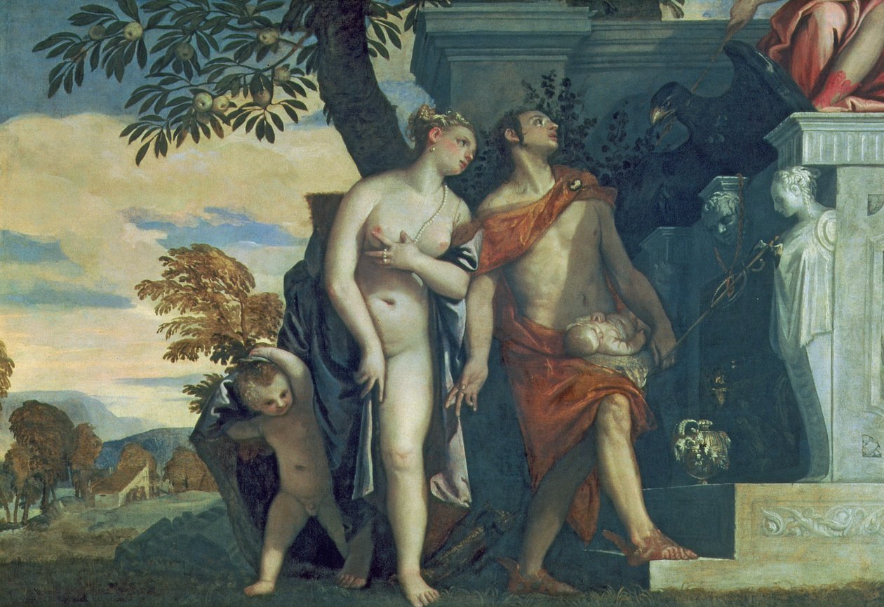 Venus ja Merkurius esittelevät poikansa Anteroksen Jupiterille tekijältä Paolo Veronese