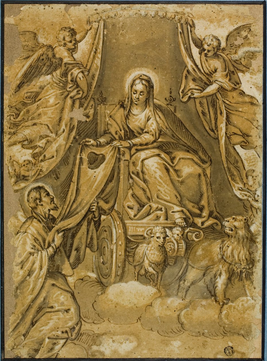 Neitsyt Maria luovuttaa skapulaarin Saint Simon Stockille tekijältä Veronese (Paolo Caliari)