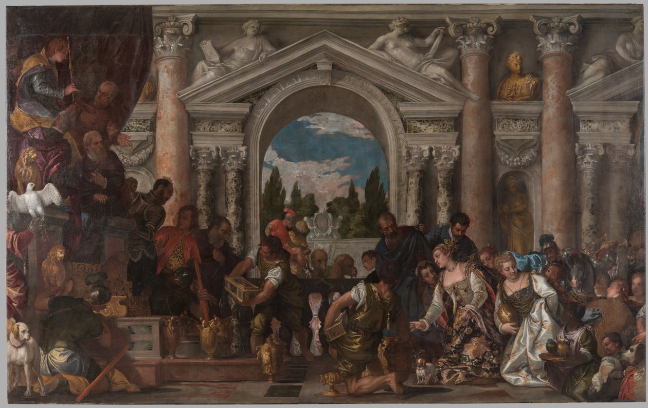 Saban kuningatar tarjoaa lahjoja Salomolle, 1582-83 tekijältä Veronese