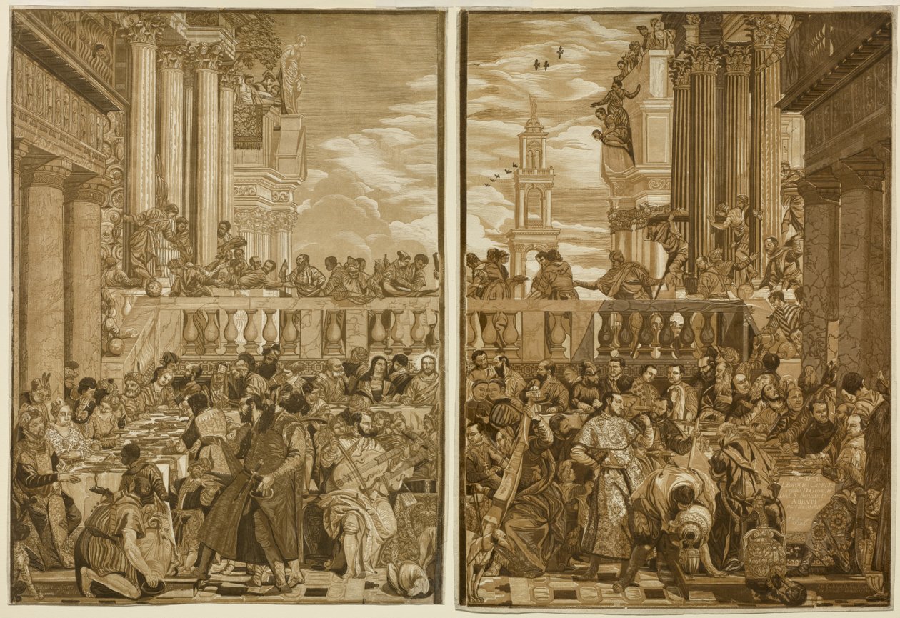 The Marriage at Cana, kaiverrus John Baptist Jackson tekijältä Veronese