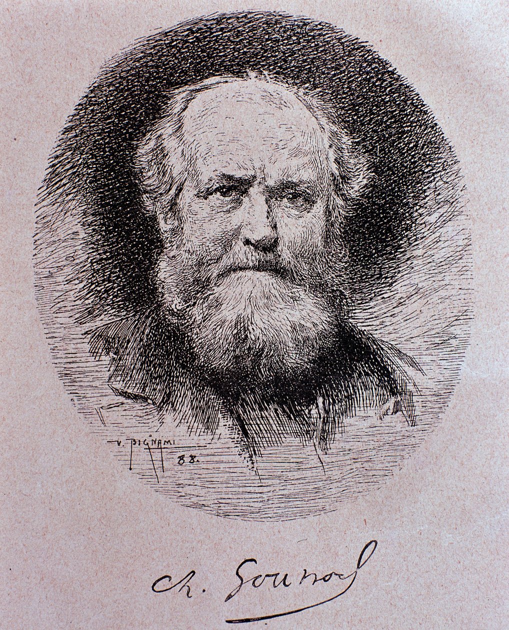 Charles Gounodin muotokuva (piirustus tekijältä Vespasiano Bignami