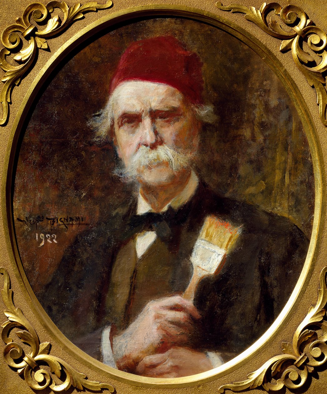 Vespasiano Bignamin (1841-1929) omakuva, öljy kankaalle, 55x62 cm tekijältä Vespasiano Bignami