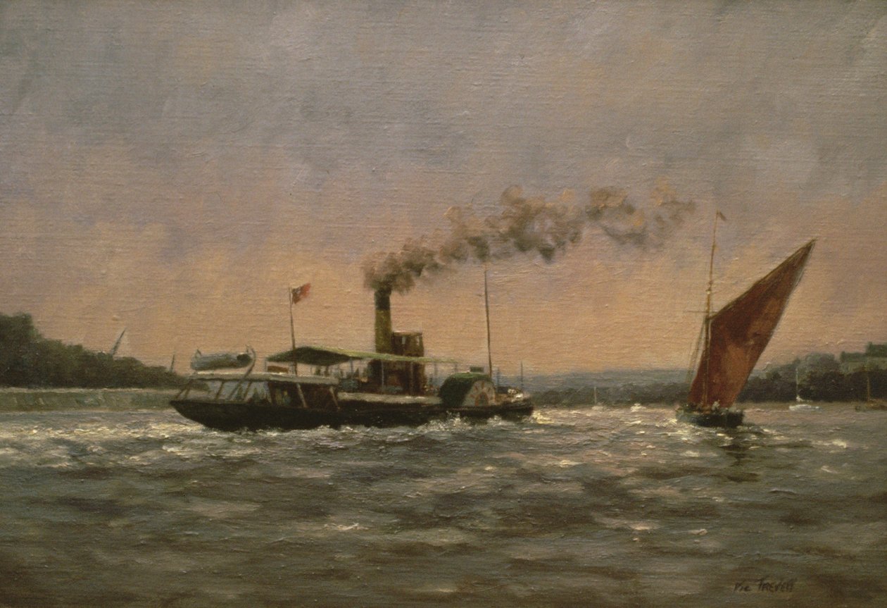 Past on the Medway (mukana kunnostettu siipialus, Kingswear Castle) tekijältä Vic Trevett