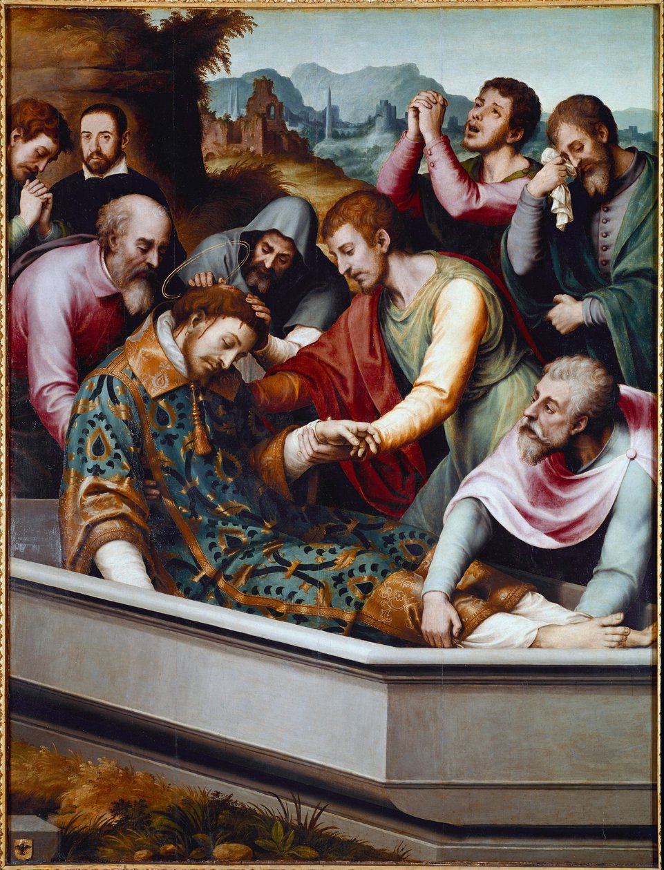 Pyhän Stefanuksen, kristityn marttyyri, hauta (öljy kankaalle tekijältä Vicente Juan (c.1510 79) Macip