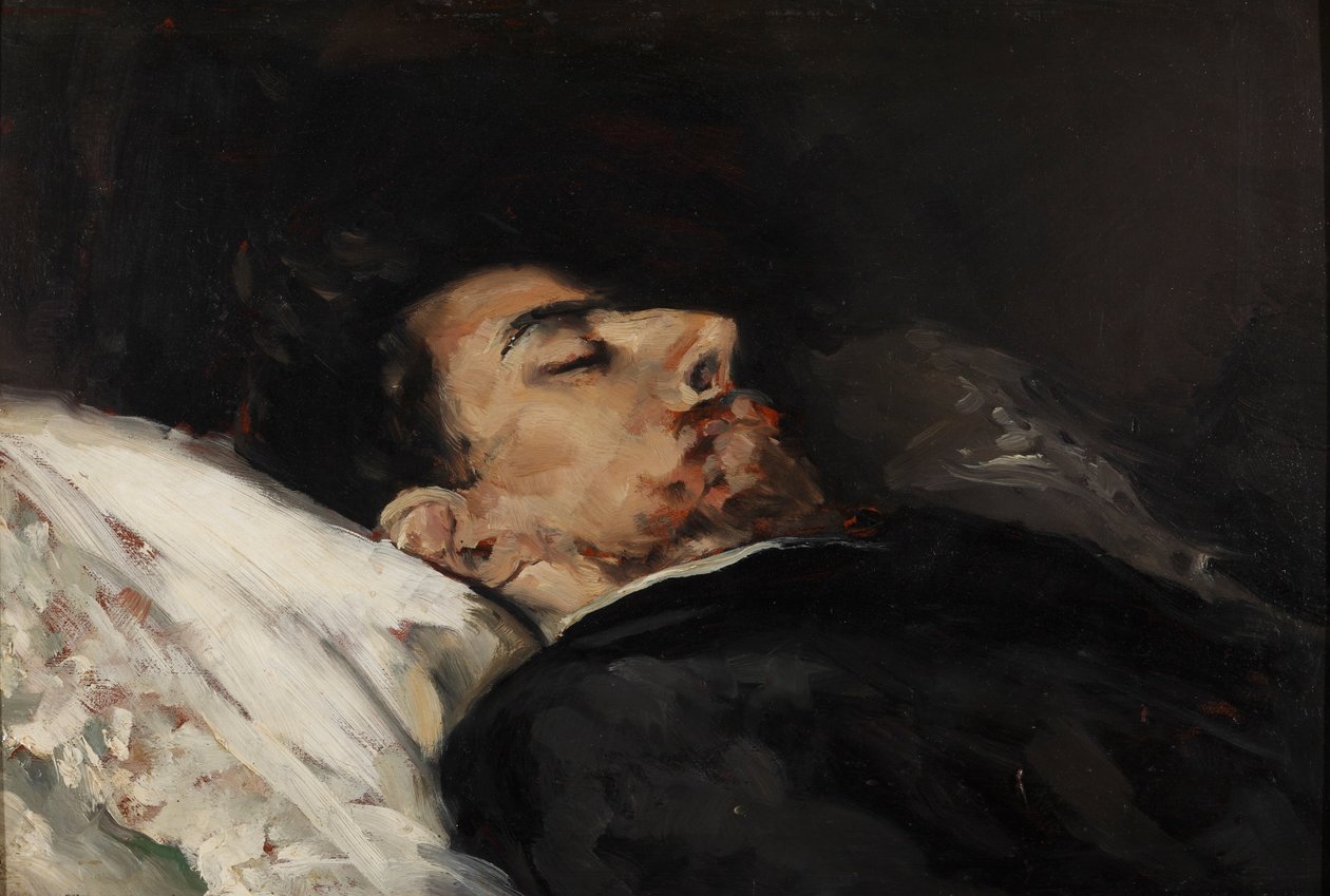 Gustavo Adolfo Bécquer kuolinvuoteellaan tekijältä Vicente Palmaroli y Gónzalez