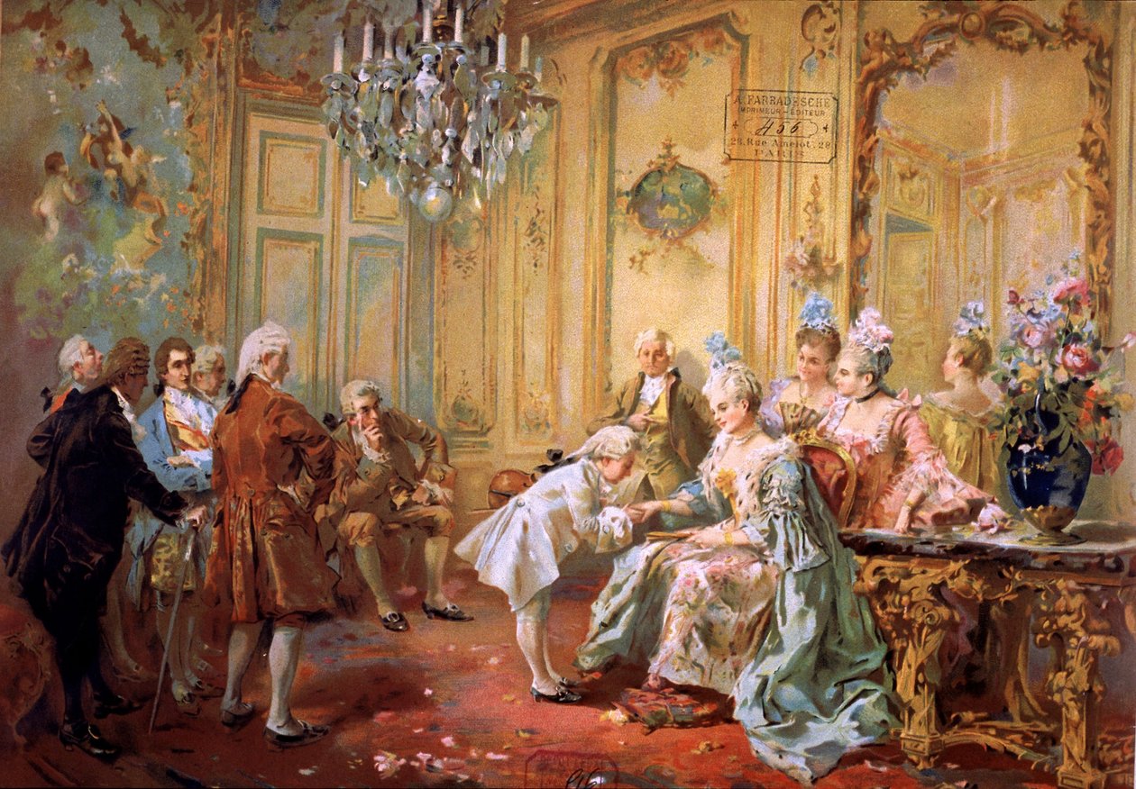 Mozart ja Mme de Pompadour,1900 (kromo) tekijältä Vicente de (after) Paredes