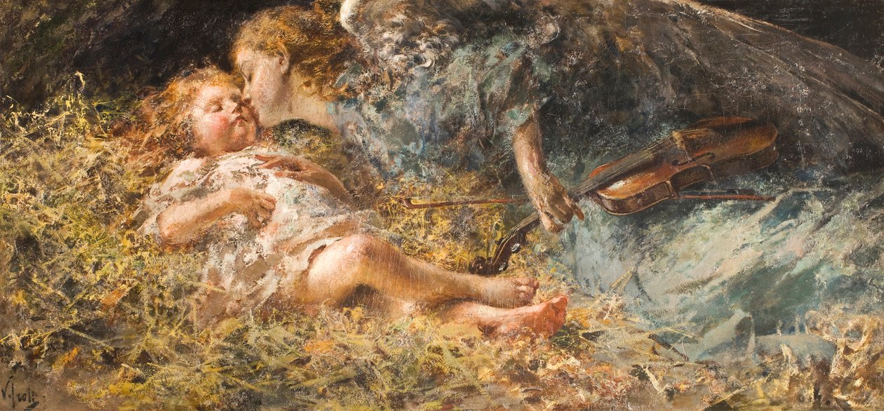 Muusikkoenkeli Vincenzo Irollin (1860-1949) maalaus 1900 Yksityiskokoelma tekijältä Vicenzo Irolli
