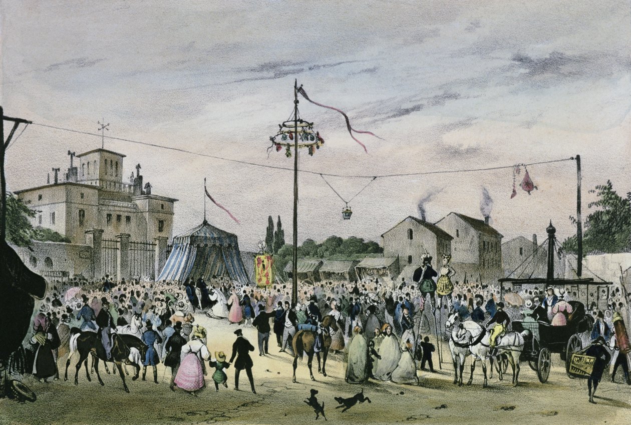 "Paikalliset juhlat Pariisin ympärillä", sarja, 1830, Beaugrenelle tekijältä Victor Adam