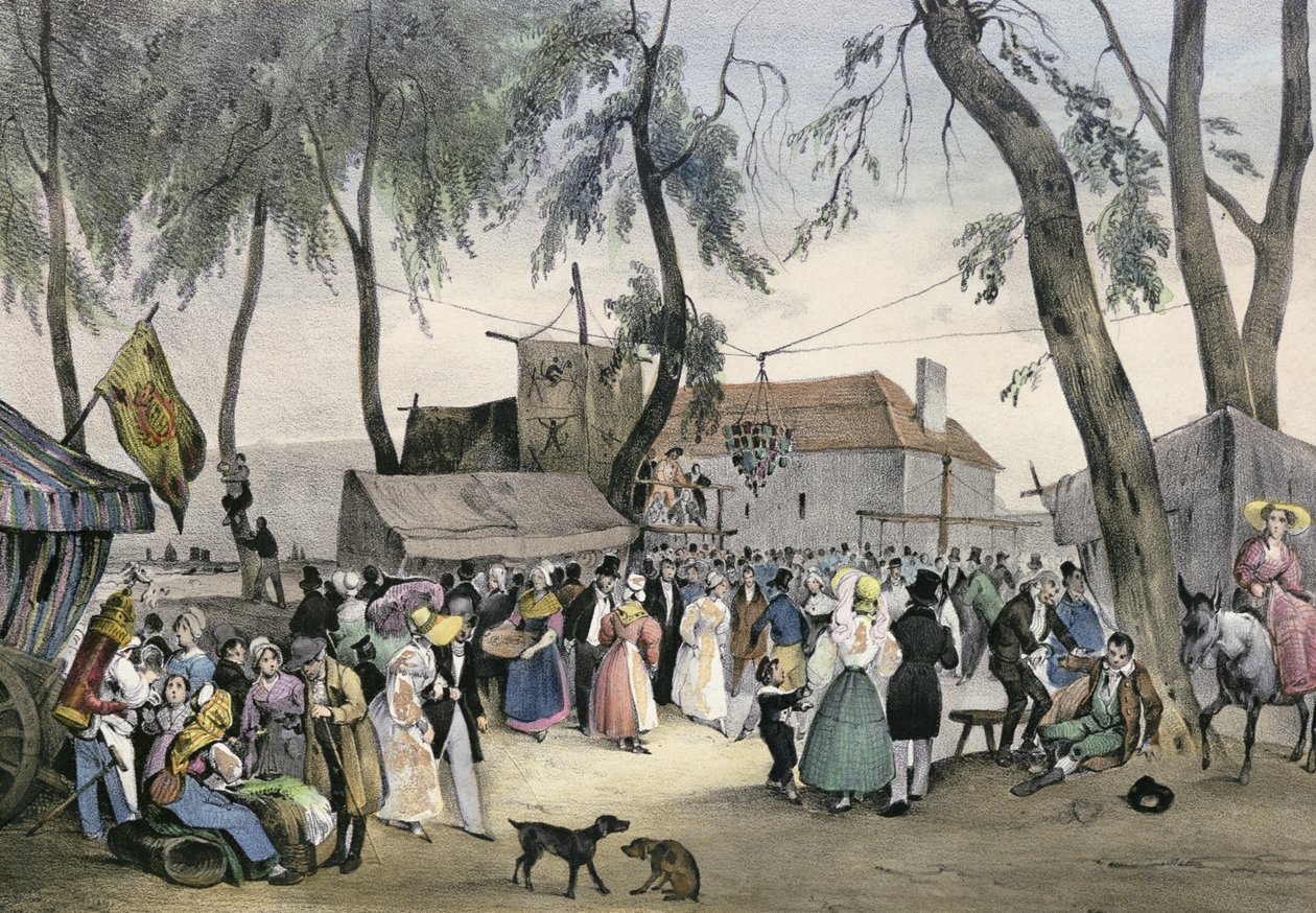 "Paikalliset juhlat Pariisin ympärillä", sarja, 1830, Fontenay-aux-roses tekijältä Victor Adam