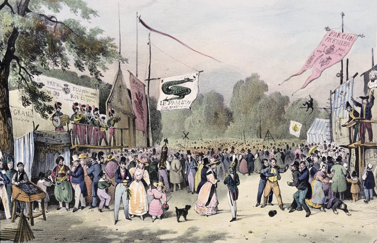 "Paikalliset juhlat Pariisin ympärillä", sarja, 1830, Saint-Cloud tekijältä Victor Adam