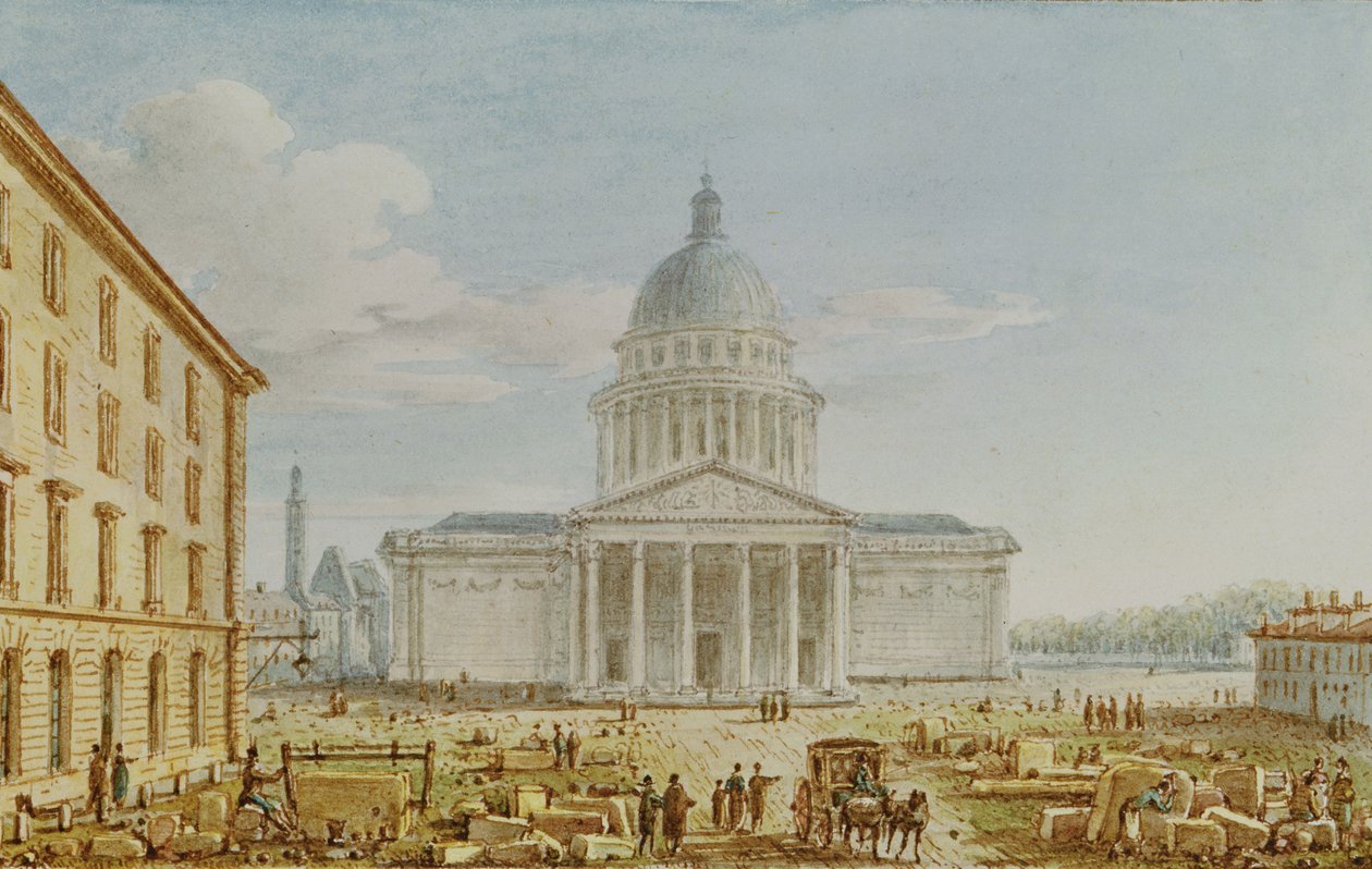 Näkymä Pyhän Genevieven kirkolle, Pantheonille, 1700-1800-luku tekijältä Victor Jean Nicolle