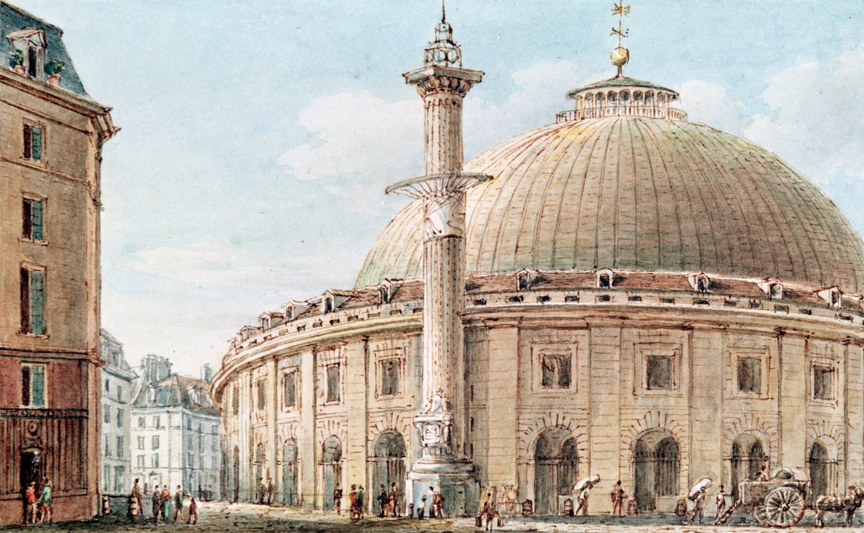 Näkymä viljatorille ja astronomiselle pylväälle, Pariisi, 1700-1800-luku tekijältä Victor Jean Nicolle