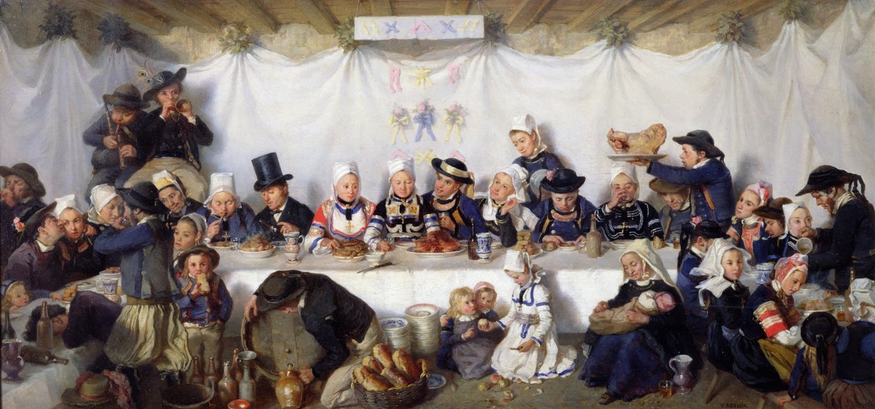 Corentin Le Guerveurin ja Anne-Marie Kerinvelin hääjuhla, 1880. tekijältä Victor Marie Roussin