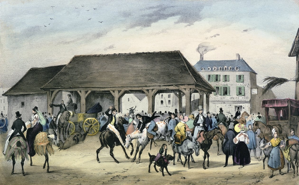 Montmorencyn aasijuhlat, sarja "Local fetes around Paris", 1830, tekijältä Victor Adam
