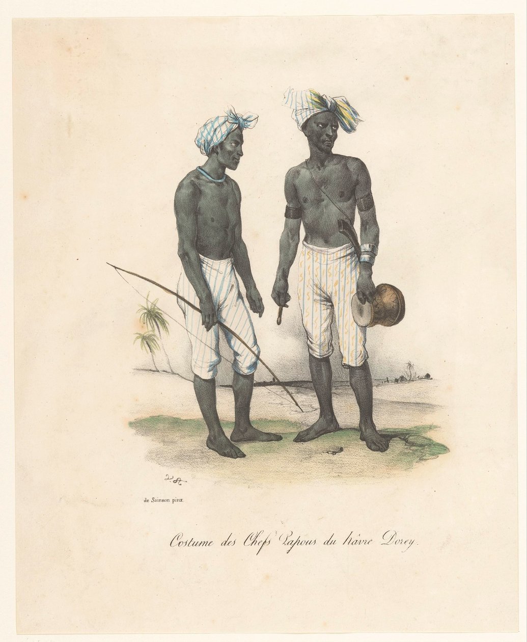 Havre-Doreyn johtajien vaatteet Papua-Uudessa-Guineassa Costume des chefs papous du hâvre Dorey (nimi esineessä) Voyage of Discovery of the Astrolabe (sarjan nimi) Voyage de découvertes de l
