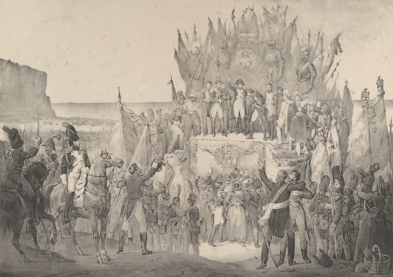 Sotilasfestivaali Boulognessa Napoleonin kanssa jakamassa Ho...n legioonan tähtiä, 1800-luku. tekijältä Victor Adam