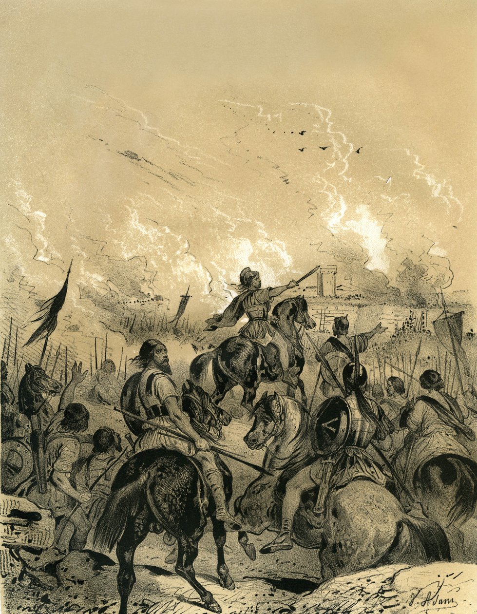Gallialaiset valtasivat Rooman Allian taistelun jälkeen vuonna 390. Victor Adamin (1801-1866) kaiverrus Ardantin veljesten 1800-luvun puolivälissä julkaisemassa kirjassa "Ranska keskiajalla". tekijältä Victor Adam