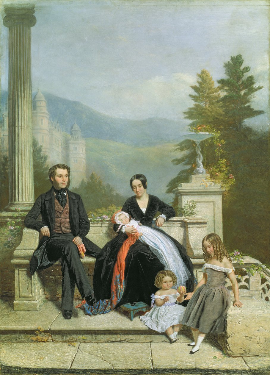 Henry Granville Fitzalan Howard Minna Lyonsin ja hänen kolmen vanhemman lapsensa kanssa, 1845 tekijältä Victor Dartiguenave