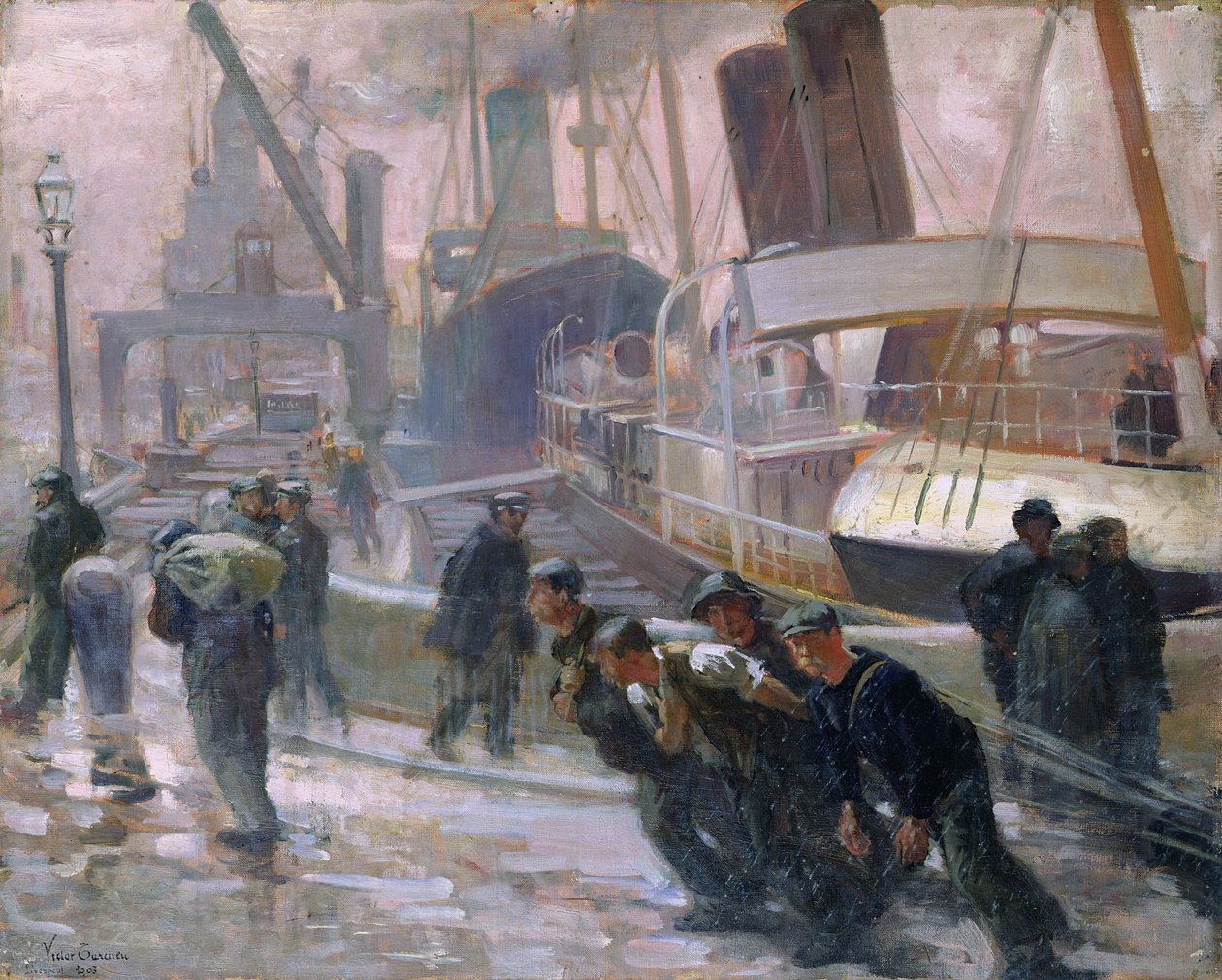 Liverpool Dockers at Dawn, 1903 tekijältä Victor Francois Tardieu