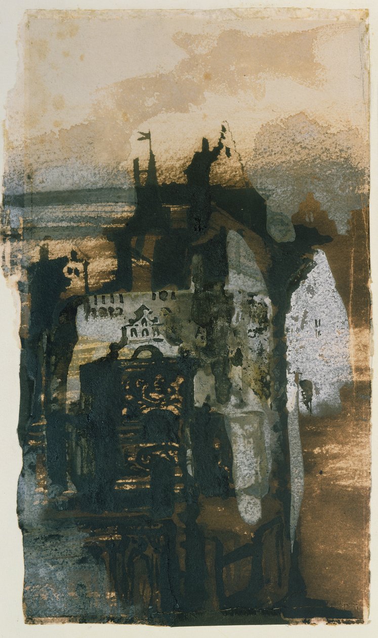 Renaissance Chateau (intialainen muste, guassi ja seepia paperilla) tekijältä Victor Hugo