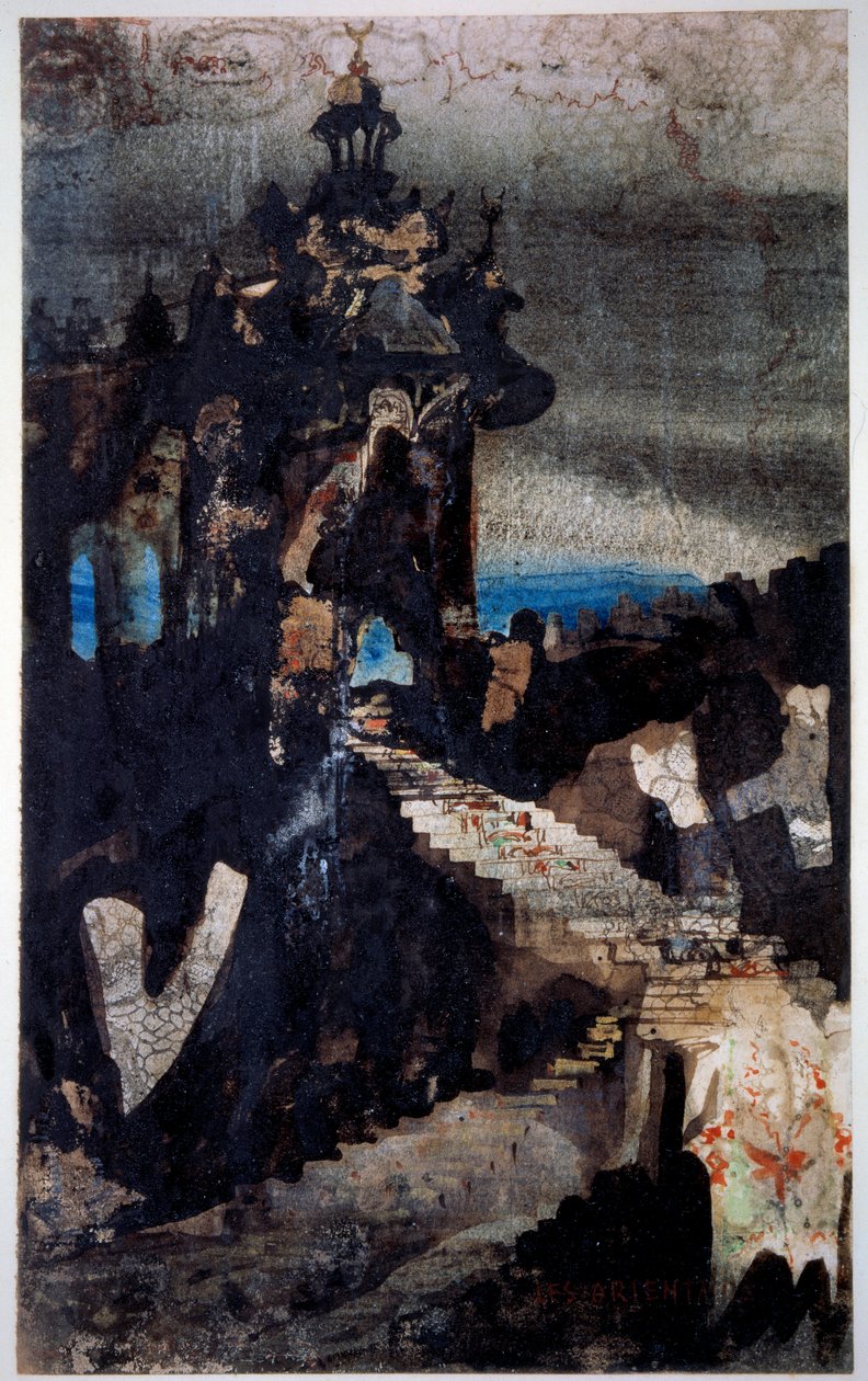 Les Orientales Victor Hugon (1802-1885) piirtämä kynä, guassi ja akvarelli 1855-1856. Paris, B.N. tekijältä Victor Hugo