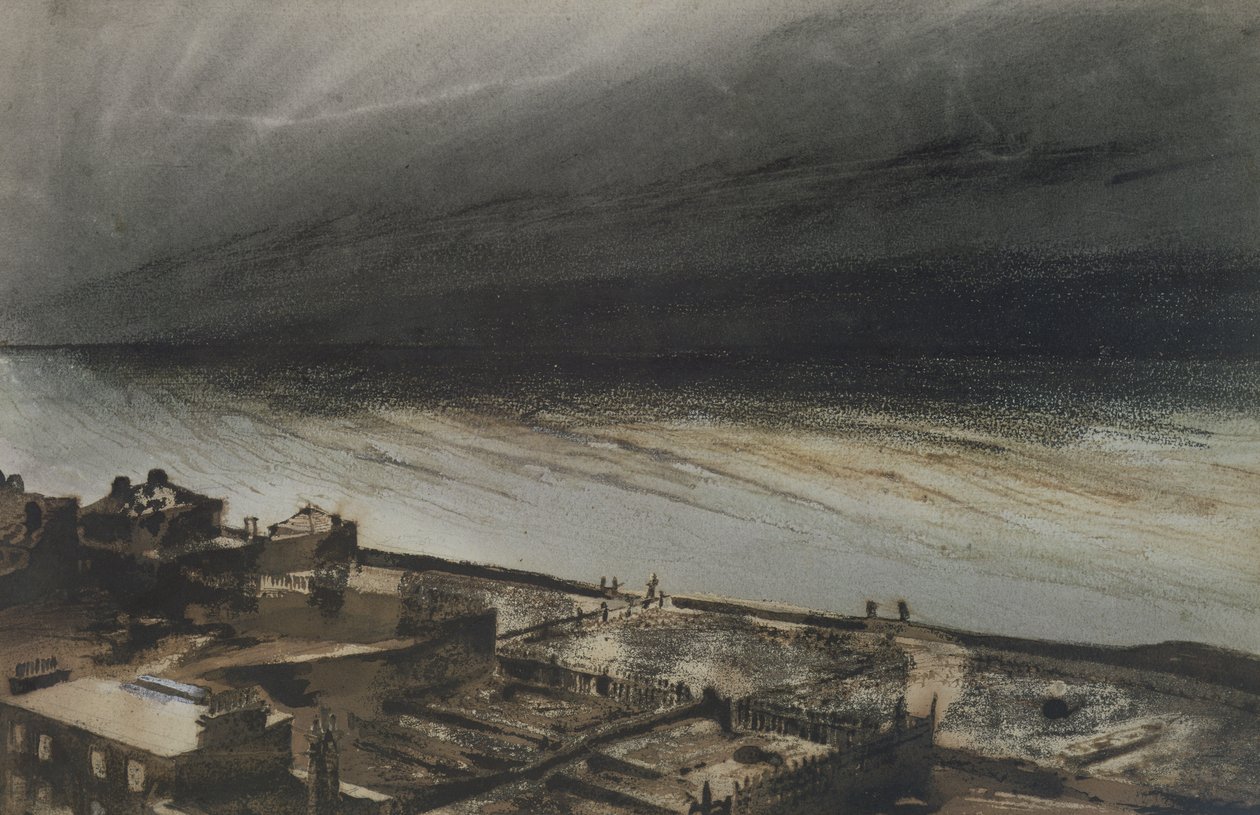 Marine-Terrace, Jersey, 1855 (hiili, lyijykynä ja guassia paperille) tekijältä Victor Hugo