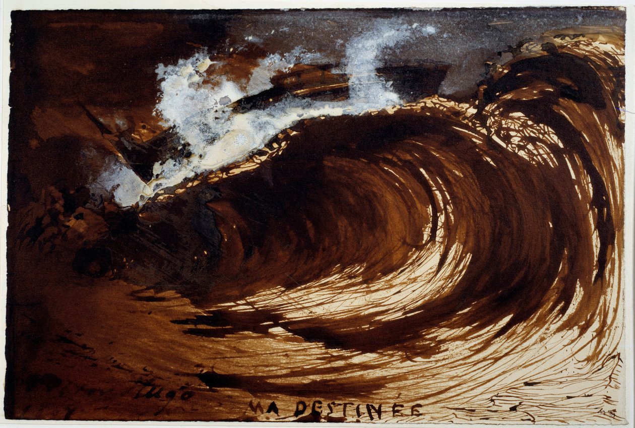 Kohtaloni. Esitys aallosta keskellä merta. Victor Hugon piirustus (1802-1885) tekijältä Victor Hugo