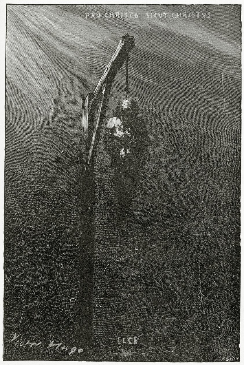 John Brownin hirttäminen, 19. vuosisata (bw-kaiverrus) tekijältä Victor Hugo