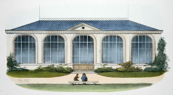 The Orangerie at Bellombre (Bourgogne) kuvitus "Habitations Champetres" -julkaisusta, julkaistu Pariisissa, n. 1895 (chromolitho) tekijältä Victor Jean Baptiste (after) Petit
