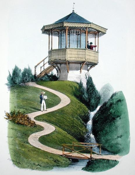 Belvedere of Montigny, Habitations Champetresistä, julkaistu n. 1855 (kromolitografia) tekijältä Victor Jean Baptiste Petit
