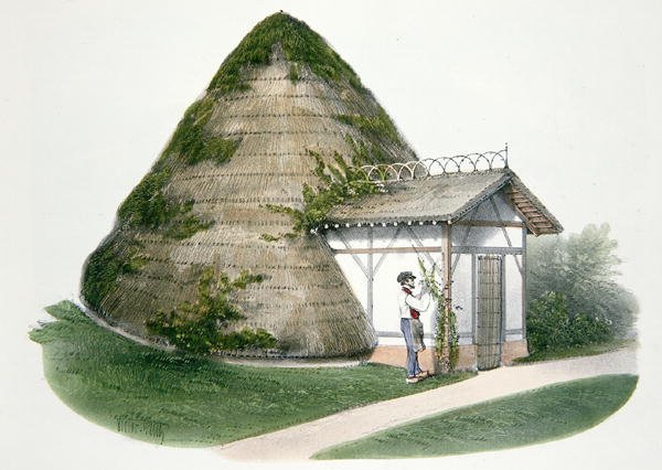Courbetonin jäähalli, kuva Pariisin julkaisusta Habitations Champetres, noin 1895 (kromoliitti). tekijältä Victor Jean Baptiste (after) Petit