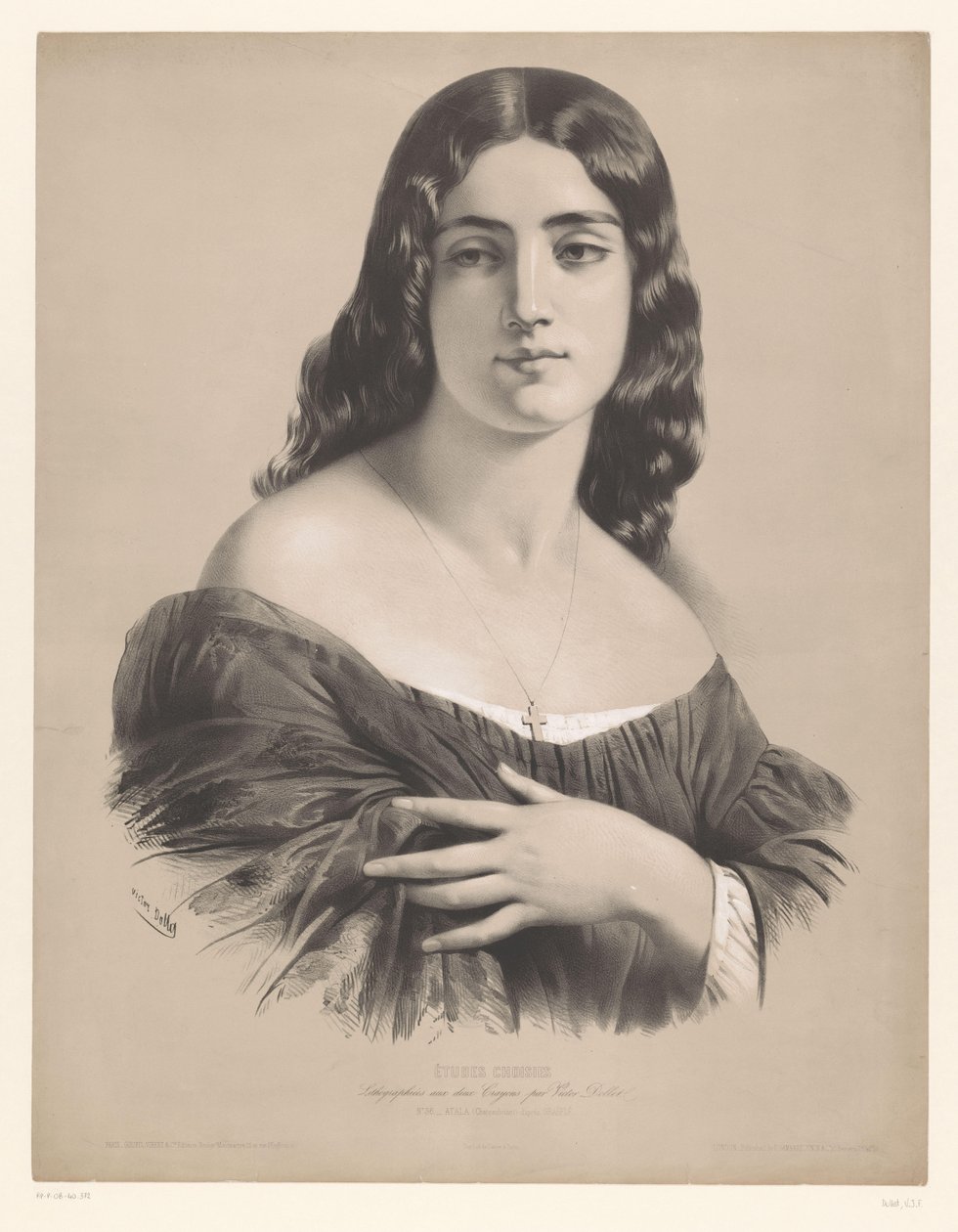 atala Atala (Chateaubriant) (otsikko esineessä) Valittujen taiteilijoiden tutkimukset (sarjan nimi) Etudes choisies (sarjan nimi esineessä) tekijältä Victor Jean François Dollet
