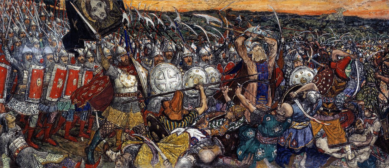 Bataille de Koulikovo - Kulikovon taistelu 8. syyskuuta tekijältä Victor Mikhailovich Vasnetsov
