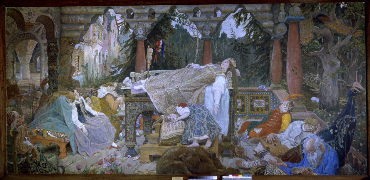 Prinsessa oleva kaunotar (perinteinen tarina) - Prinsessa Ruusunen - maalaus Viktor Mikhaylovich Vasnetsov (1848-1926), öljy kankaalle tekijältä Victor Mikhailovich Vasnetsov