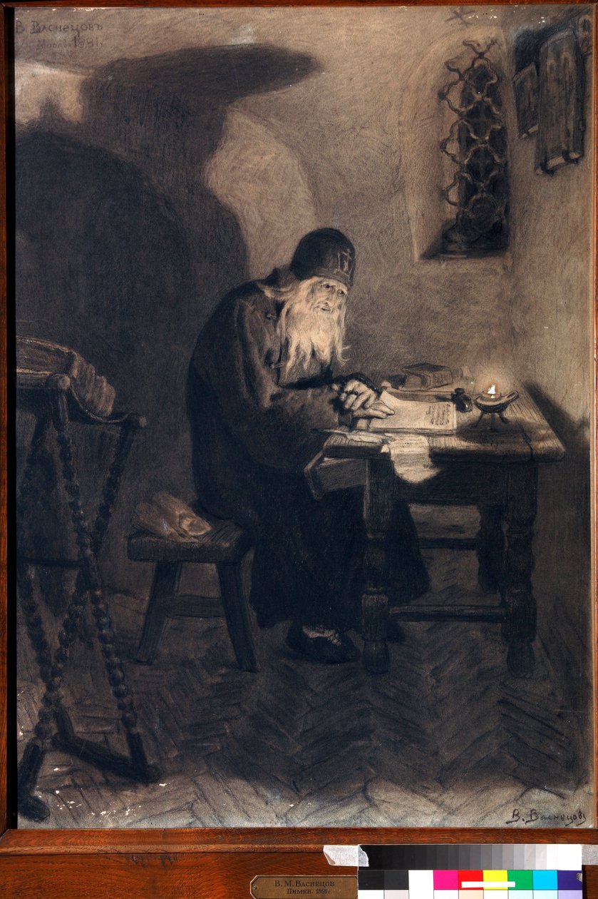 ""Pimene"" (Pimen) Kuvitus ooppera ""Boris Godunov"" (Boris Godounov) d