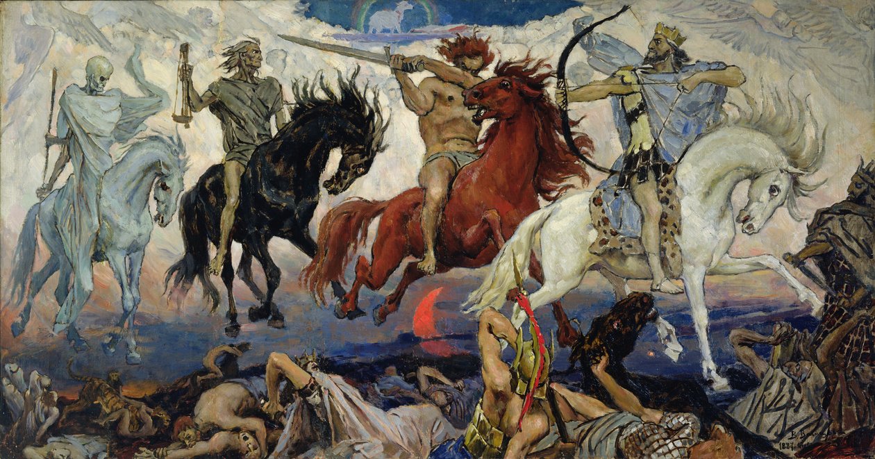 Apokalypsin neljä ratsumiestä tekijältä Victor Mikhailovich Vasnetsov