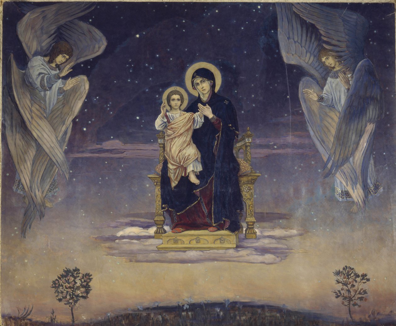 Neitsyt - Viktor Mikhaylovich Vasnetsovin (1848-1926) kuvaus - 1901 - Öljy kankaalle - Valtion Tretjakovin galleria, Moskova tekijältä Victor Mikhailovich Vasnetsov