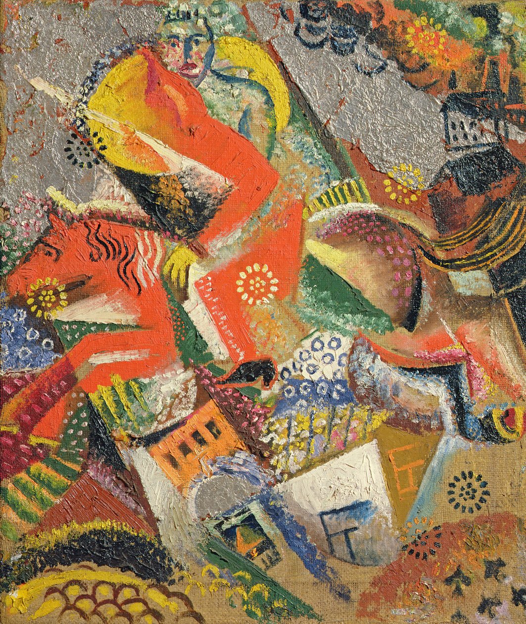 Sävellys Red Horsemanin kanssa, 1920 (öljy ja folio kankaalle) tekijältä Victor Nikandrovich Palmov