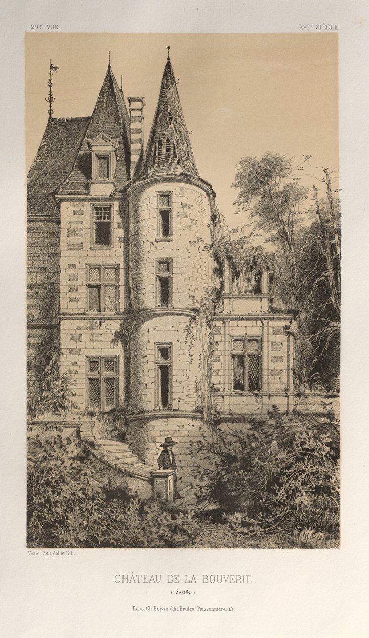 ..Pl. 29, Chateau De La Bouverie Sarthe, 1860. tekijältä Victor Petit