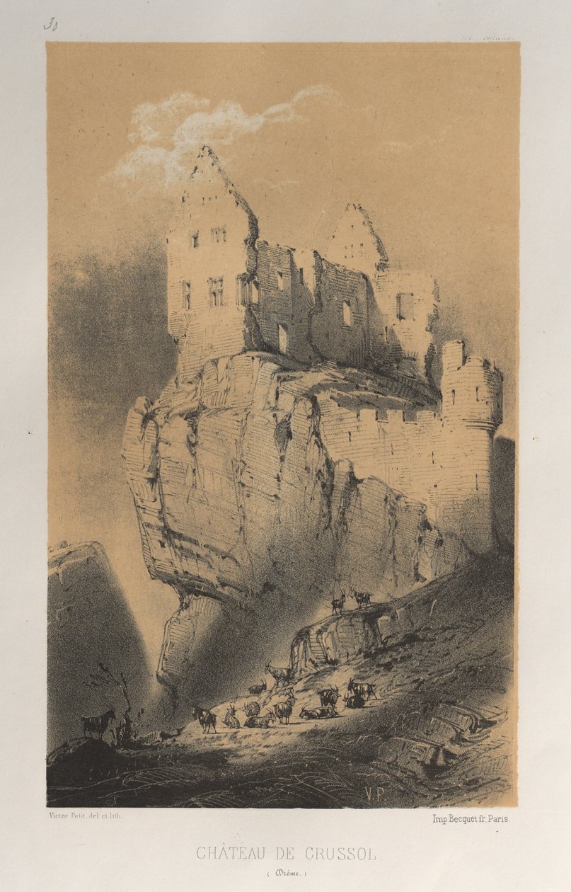 ...pl. 30, Chateau De Crussol Drome, 1860. tekijältä Victor Petit
