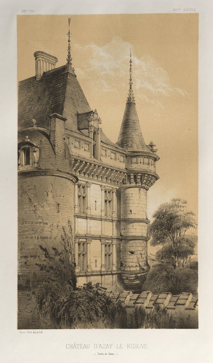 ...pl. 32, Chateau Dazay-Le-Rideau Indre et Loire, 1860. tekijältä Victor Petit