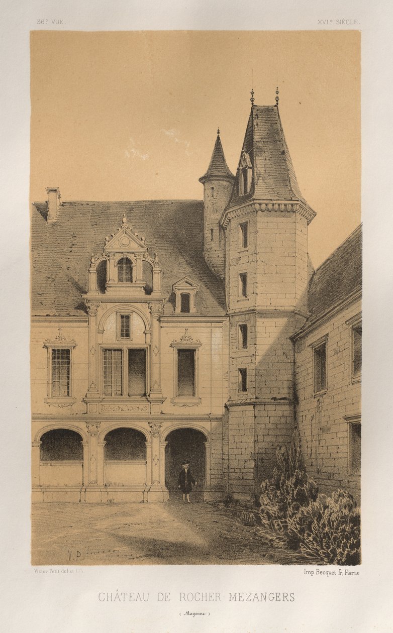 ...pl. 36, Château De Rocher Mezangers Mayenne, 1860. tekijältä Victor Petit
