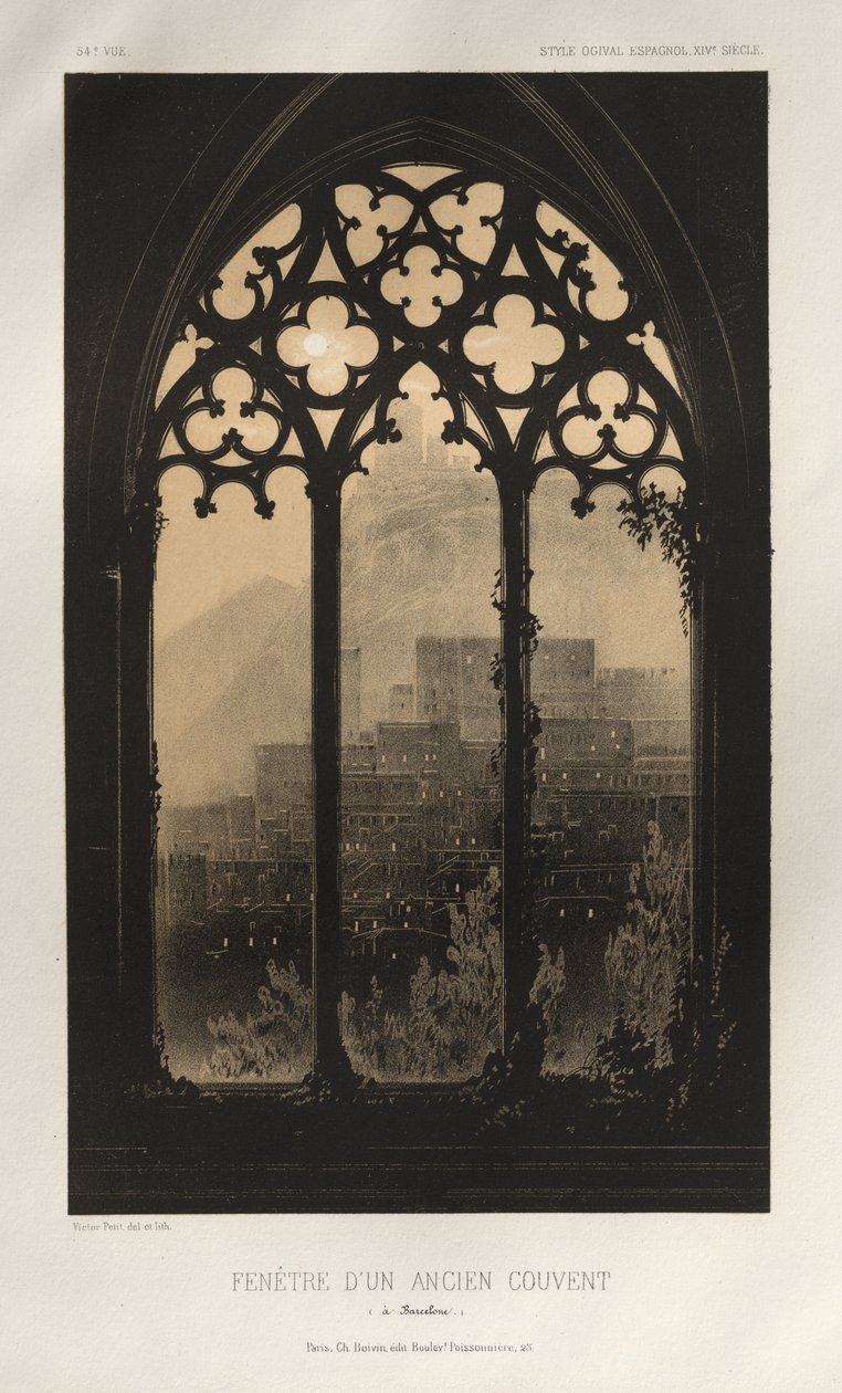 ...pl. 54, Barcelonan vanhan luostarin ikkuna, 1860. tekijältä Victor Petit