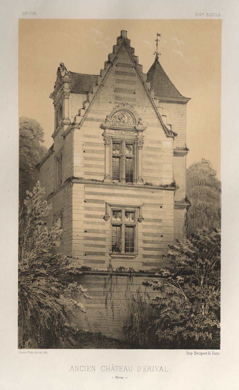 ...pl. 55, entinen Château Dérival Aisne, 1860. tekijältä Victor Petit