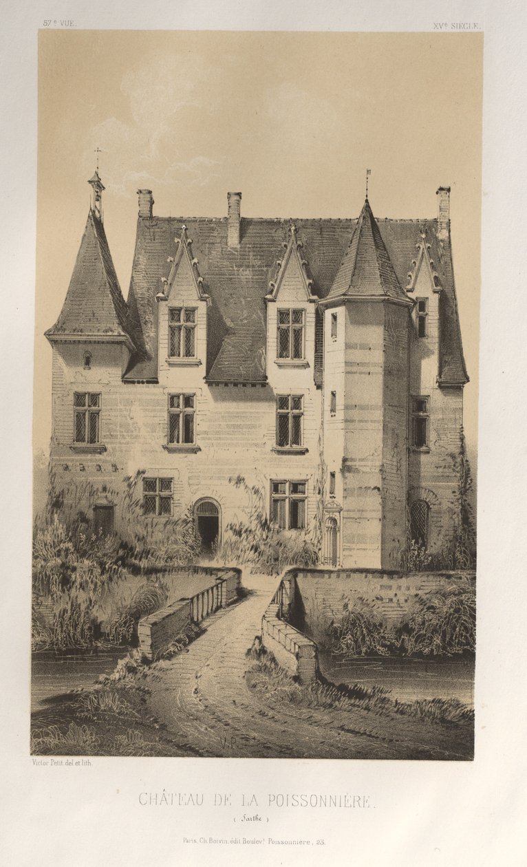 ...pl. 57, Chateau De La Poissonniere Sarthe, 1860. tekijältä Victor Petit