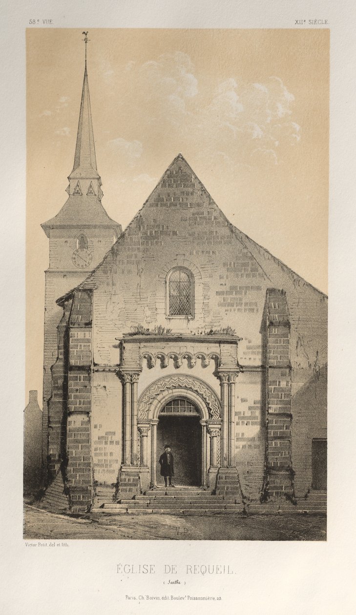 ...pl. 58, Requeil Sarthen kirkko, 1860. tekijältä Victor Petit