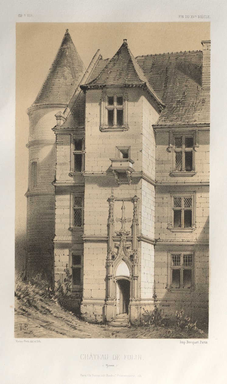 ...pl. 62, Chateau De Folin Yonne, 1860. tekijältä Victor Petit