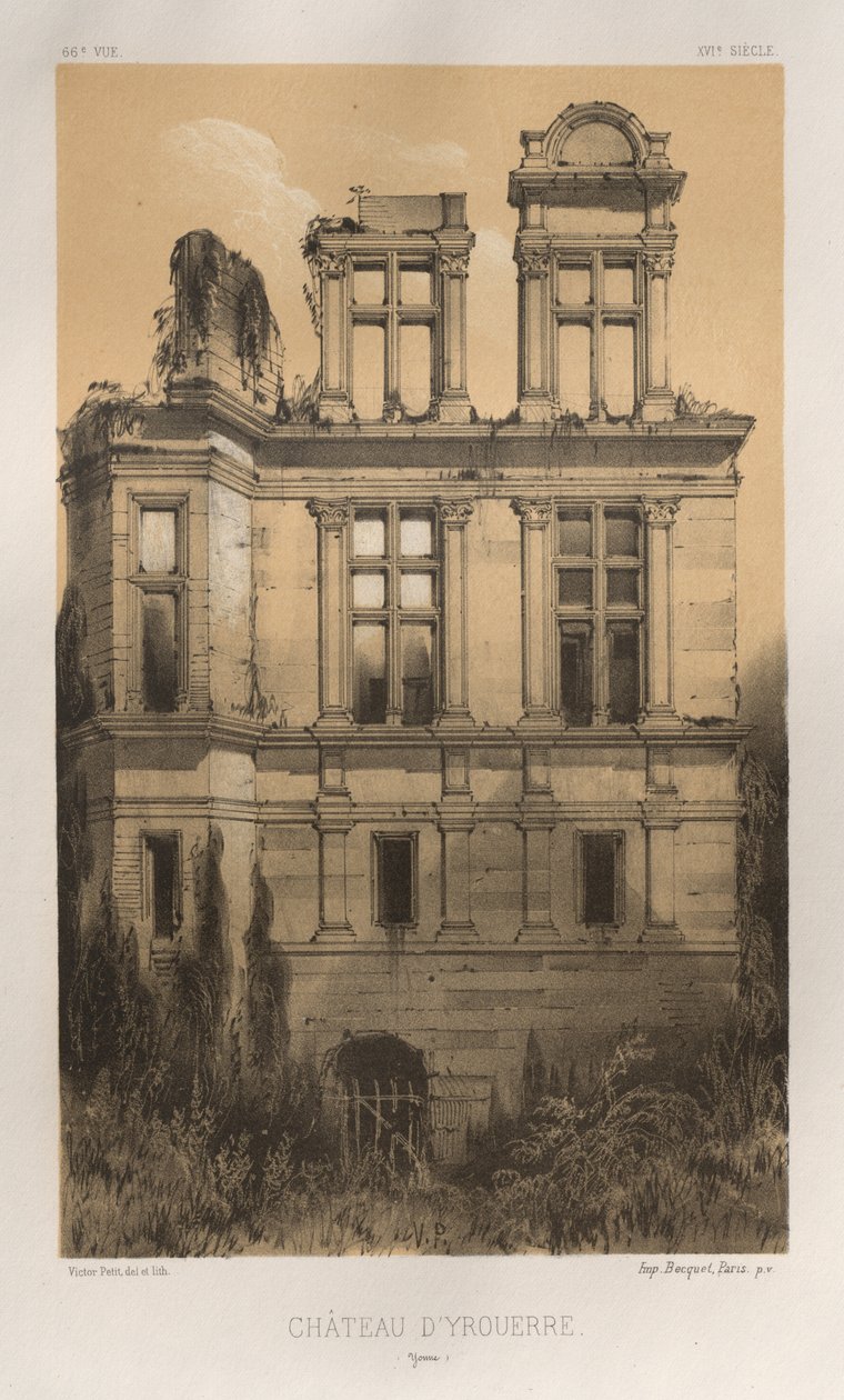 ...pl. 66, Château DYrouerre Yonne, 1860. tekijältä Victor Petit